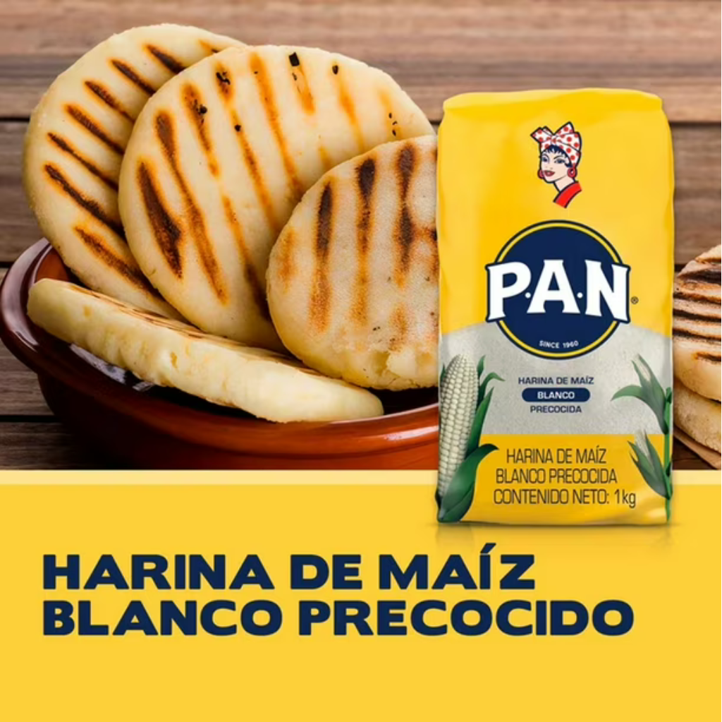 Arepas venezolanas preparadas con Harina P.A.N. Blanca 1kg
