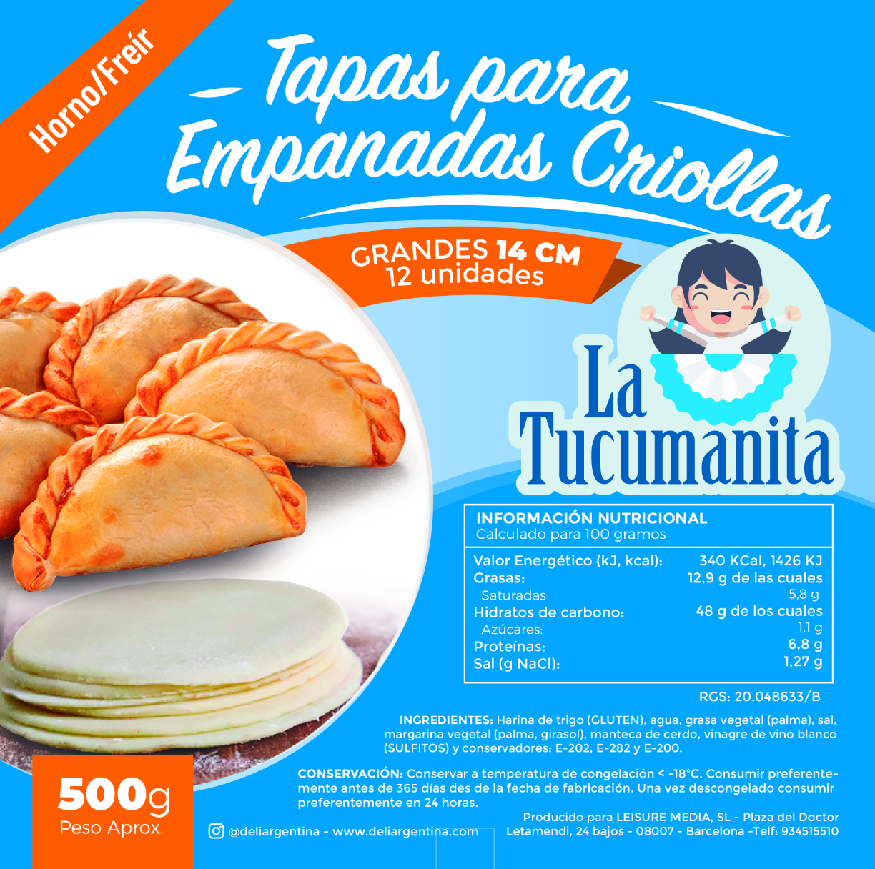 Tapas de empanadas Tucumana X 12 unidades